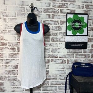 Eddie Bauer Asymmetrical White and Gray Tank Top